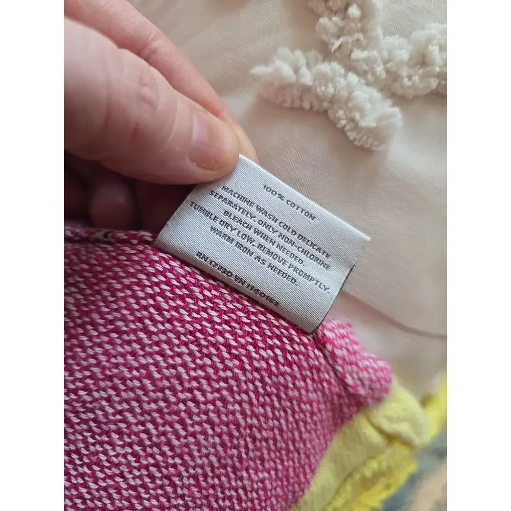 VTG Threshold Multicolor Colorblock Cottagecore Fringe Bedding‎ Blanket 49